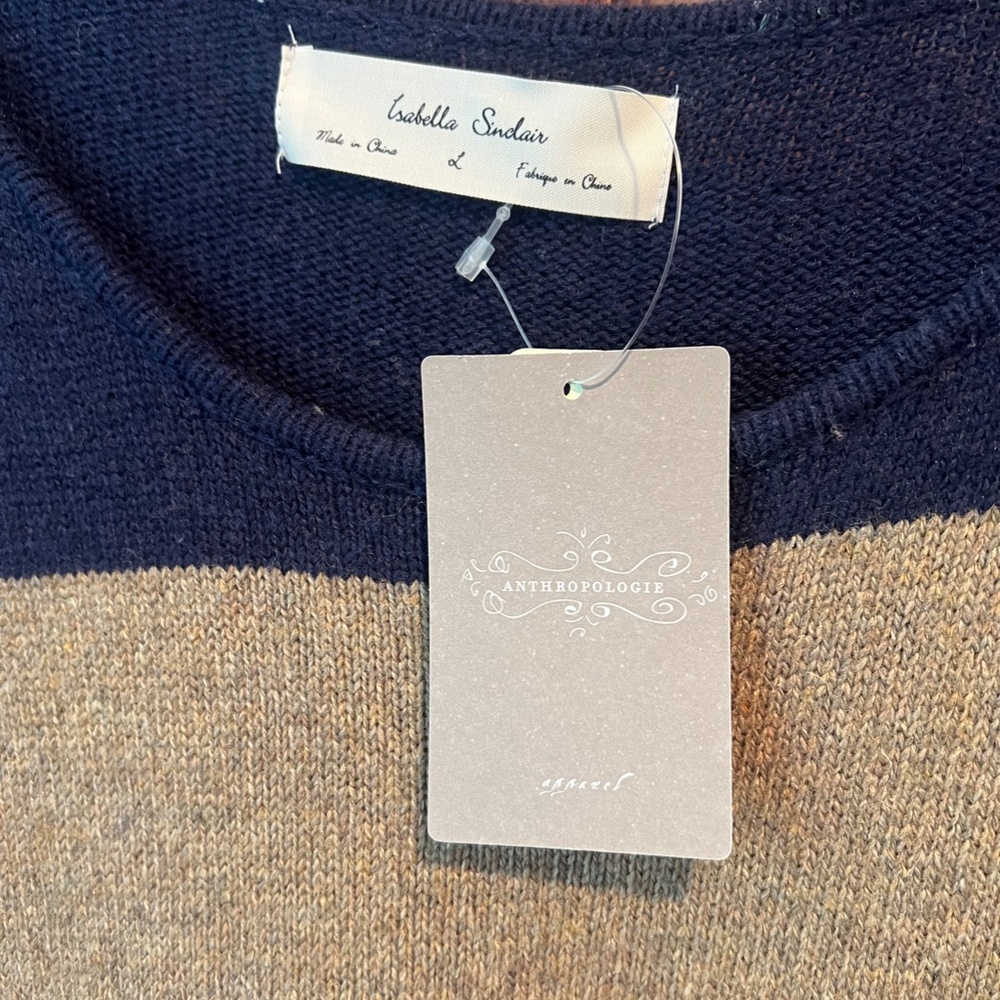 Anthropologie Isabella Sinclair Multi- colored Striped Sweater Dress Women's L - Picture 2 of 8